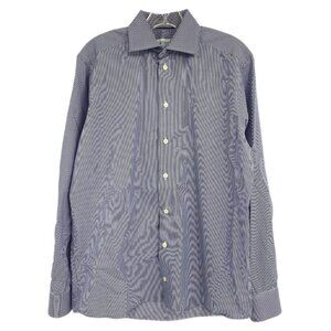 Eton Blue Striped Button-Up Dress Shirt | Size M
